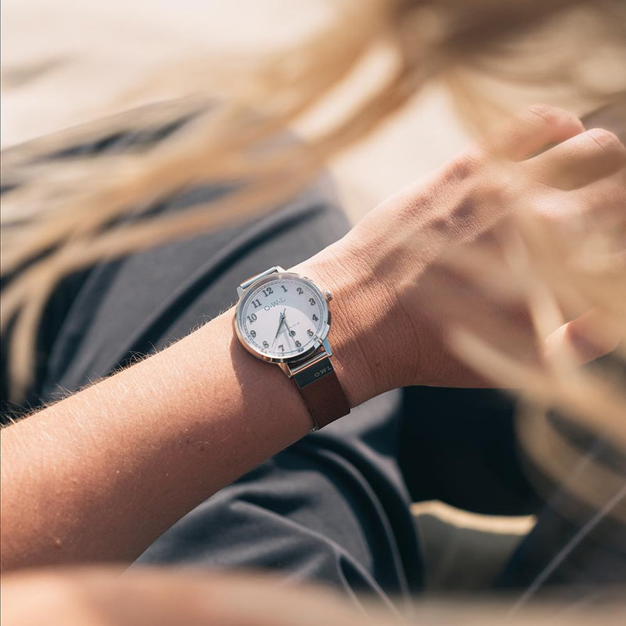 Sutton Ladies Analogue Watch with Rose Gold Case, White Dial, and Deep Red Burgundy Leather Strap